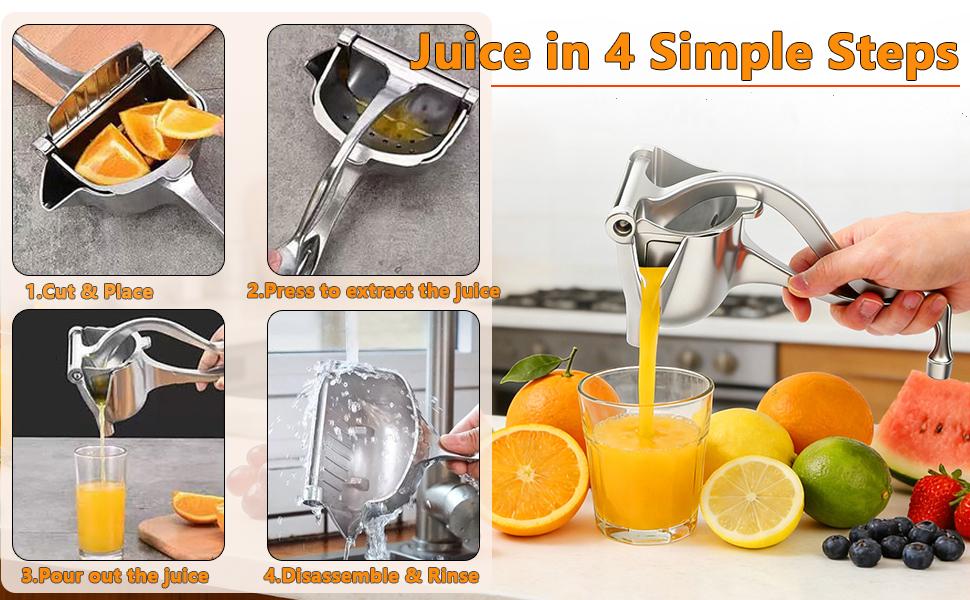 Hand Juicer Squeezer,2026 Upgraded Fruit Juice Squeezer,Metal Juicer Hand Press with Detachable Filter & Ergonomic Grip,Easy to Use & Clean for Lemon Lime Citrus Orange Grapefruit Pomegranates(1pc)