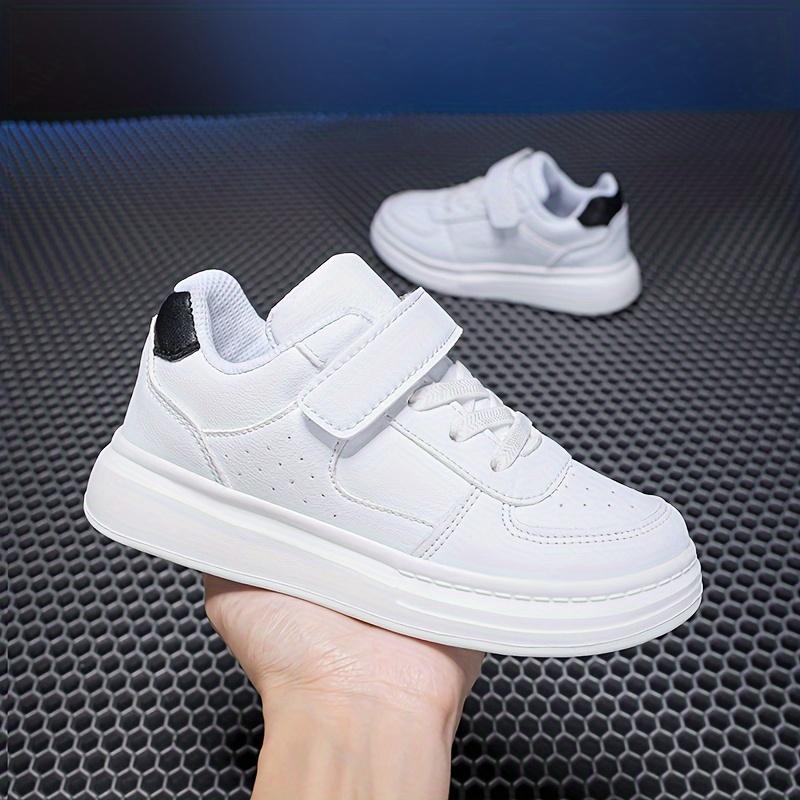 (New)Boys' Casual Sneakers, Summer New Outdoor Fashion Three-Color Leather Convenient Velcro Campus Performance White Shoes, Medium and Large Boys' and Girls' Black and White Sneakers Sizes 28-40(Gift)11