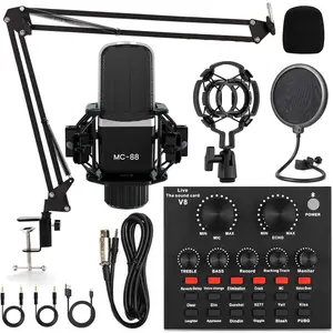 Podcast Equipment Bundle, All-in-One Audio Interface with Studio Condenser Microphone Perfect for Podcasting, Recording, Singing, Streaming and Gaming, PC, Smartphone