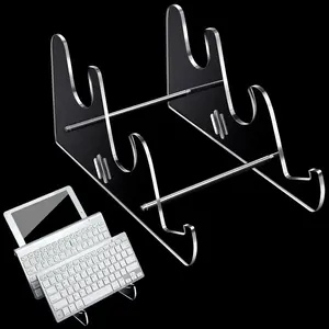 Acrylic Keyboard Display Stand Holder, 3 Tier Transparent Acrylic Storage Stand Shelf Tray, Desktop Keyboard Organizer for Computer Tablet Picture Frame