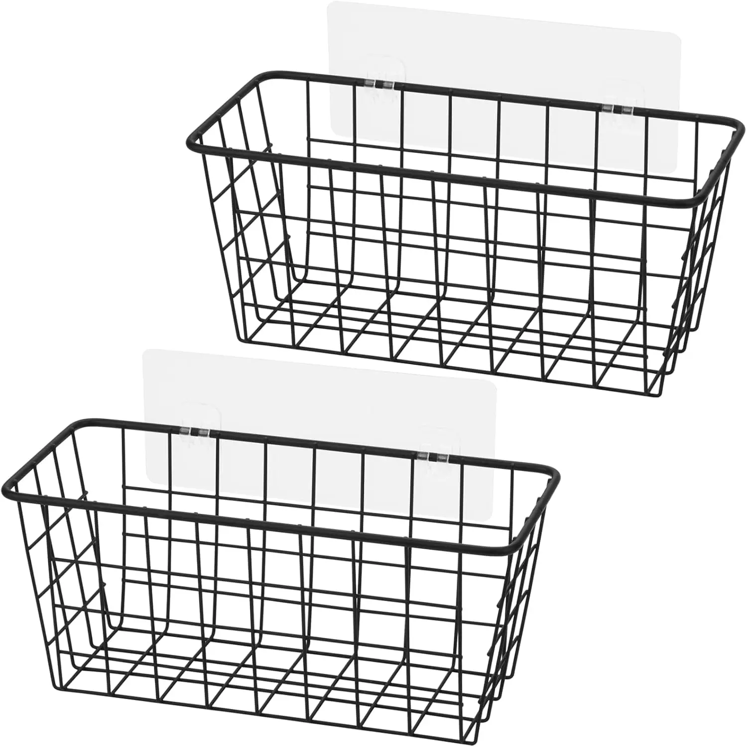 Toplife Adhesive Hanging Wall Baskets,Kitchen Cabinet Door Organizer 2 Pack| No Drilling,Over the Cabinet Cupboard Door,Bathroom, Kitchen Storage,Pantry Organization,Space-Saving