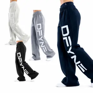 DFYNE Fleece-Lined Wide Leg Joggers| High Waisted Baggy Sweatpants