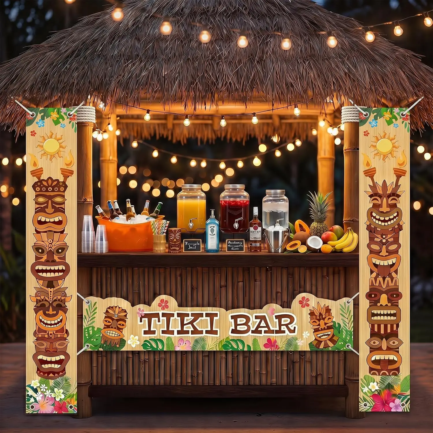 Bar Party Decorations Hawaiian Luau Party Decorations Summer Tropical Door Banners Tropical Porch Decor for Aloha Beach Pool Party Birthday Party Supplies, Bar Decor, Photo Booth Prop