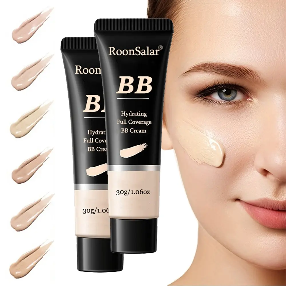 BB Cream Full Cover Premium BB Cream Flawless Skin Finish Face Base Liquid Foundation Makeup Waterproof Long Lasting Facial Concealer Cream Make Up