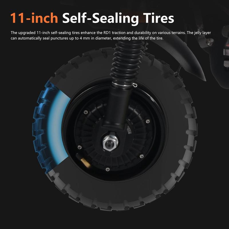 [REDDYDY] 2025 RD1 6000W Dual Motor Electric Scooter for Adults - 55 MPH, 60V 43Ah Battery, 75-Mile Range, 11-Inch Off-Road Tires, Front and Rear Hydraulic Disc Brakes, Dual Suspension, Weight Limit 200 Kilograms, UL 2272 Certified