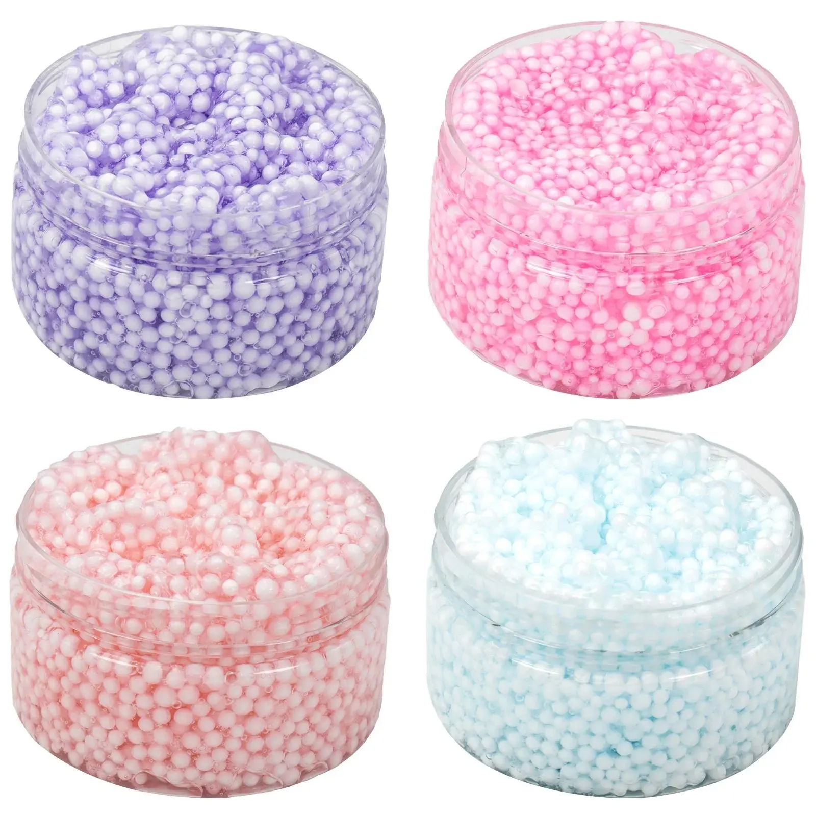 120ml Premade Foam Balls & Crystal Slime Kit with Crunchy Beads - No Battery Needed Sensory Tools, Stress Relief Toy for Teens, Christmas Gift