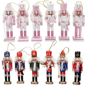12 PCS 4.7Inch Christmas Nutcracker Ornament Set, Nutcracker Figures with Opening Mouths Christmas Decorations for Xmas Tree Table Decor