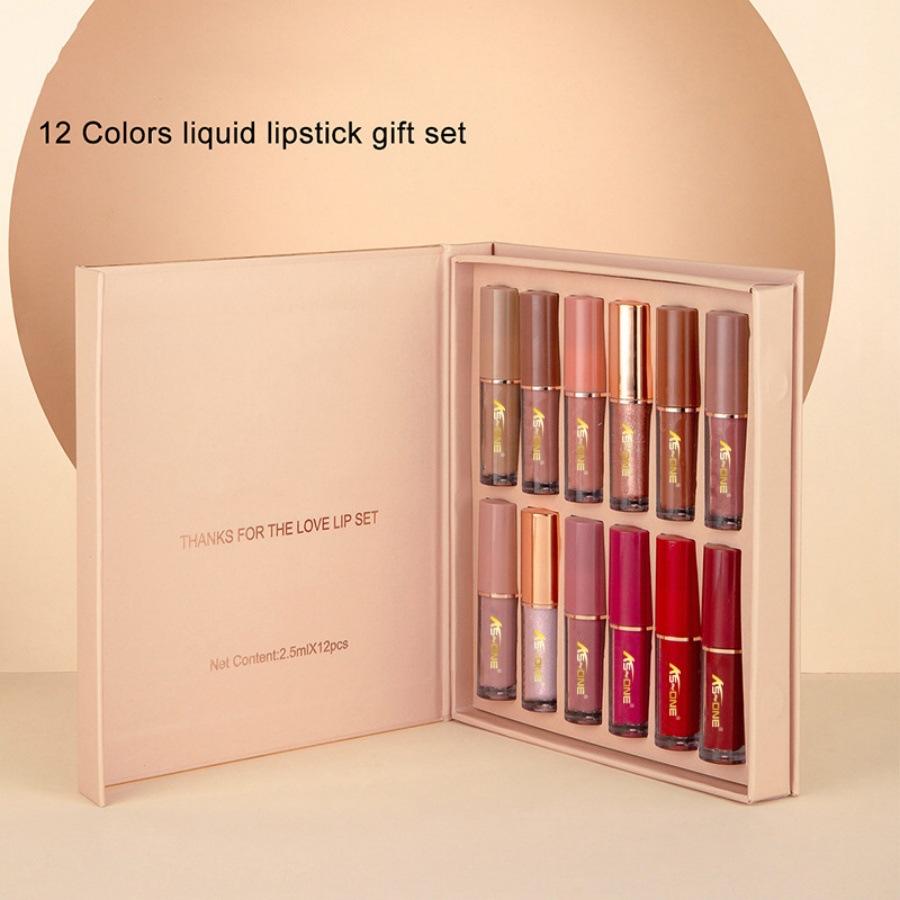 12-Color Liquid Lipstick Gift Set – Matte Pearlescent Finish, Non-Fading, Long-Lasting, Moisturizing for Full Lip Color, Everyday Lip Makeup & All-Day Wear - Perfect Beauty Gift for Women, Lip Cosmetics & Makeup Sets 12-Color Liquid Lipstick Gift Set – Matte Pearlescent Finish, Non-Fading, Long-Lasting, Moisturizing for Full Lip Color, Everyday Lip Makeup & All-Day Wear - Perfect Beauty Gift for Women, Lip Cosmetics & Makeup Sets