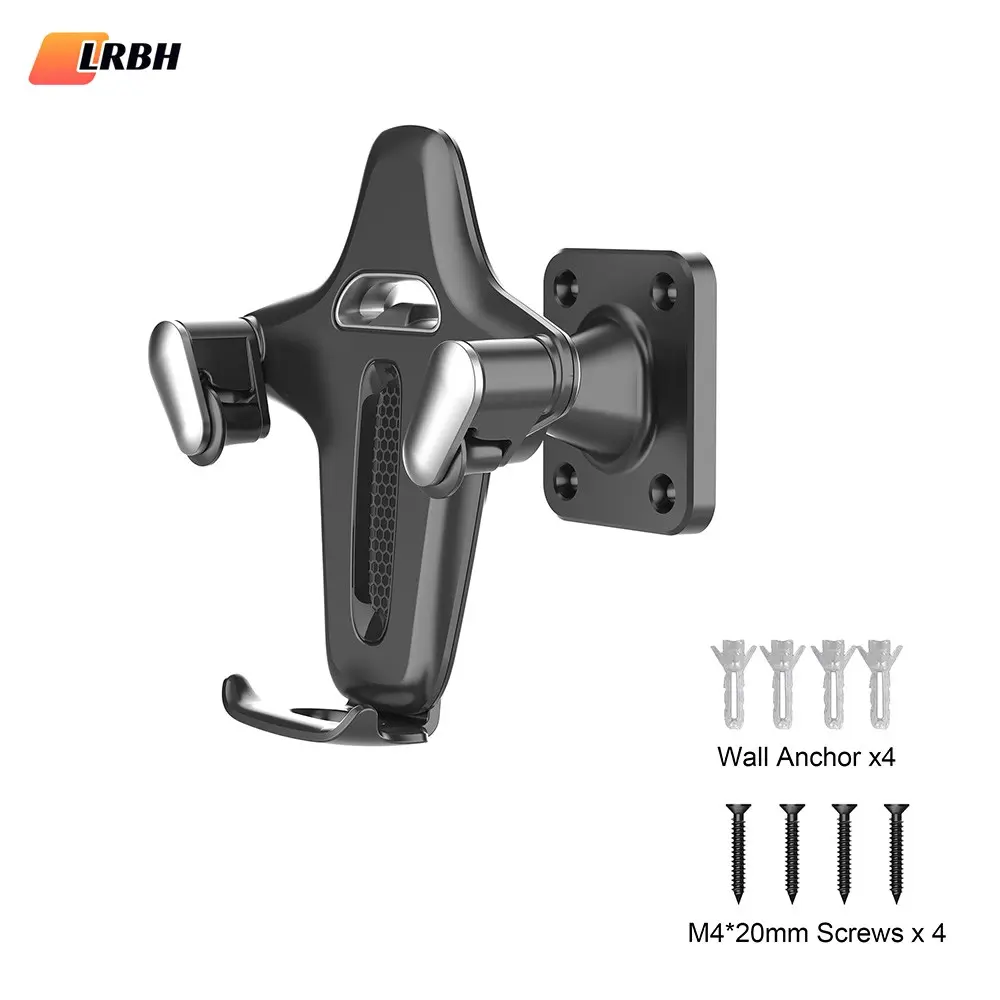 LRBH Rotatable Wall Mounted Phone Holder, Heavy Duty Drill-Mounted 360° Rotation Phone Stand, Equipped with M4*20mm Screws & Wall Anchors Complete Set of Mounting Hardware, Sturdy Wall Phone Mount Ideal for Shower, Kitchen & Multiple Daily Usage Scenarios