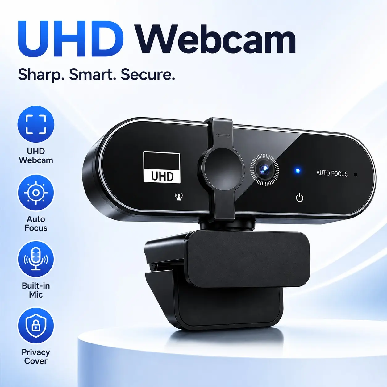 4K/1080P HD Webcam with Privacy Shutter, Autofocus USB Computer Webcam, Automatic Exposure, 360 Adjustable Webcam for Video Calls & Online Meetings
