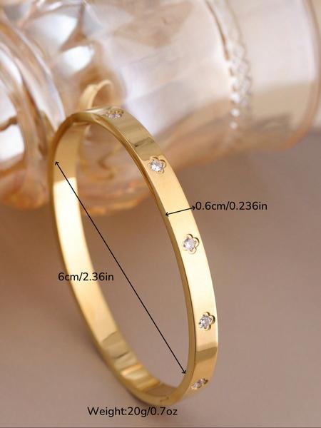 Women's Stainless Steel Bangle Bracelet Set, Chain & Flower Design Jewelry, Perfect Gift for Mom, Mother's Day, Birthday, Party Wear