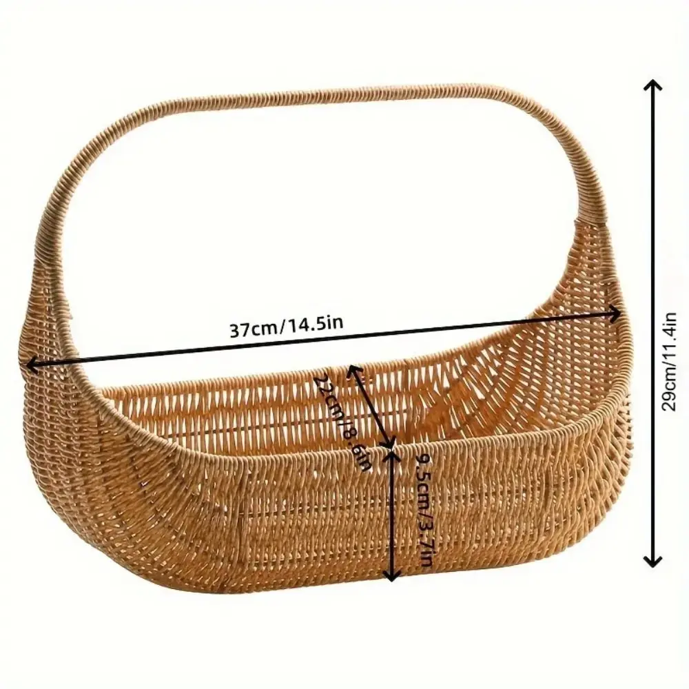 Multifunctional Portable Picking Basket, Designed to Resemble a Wicker Fruit Basket, Suitable for Wedding Wine Gift Baskets, Outdoor Picnic Baskets, Weaving Storage Basket, Plastic Storage Basket