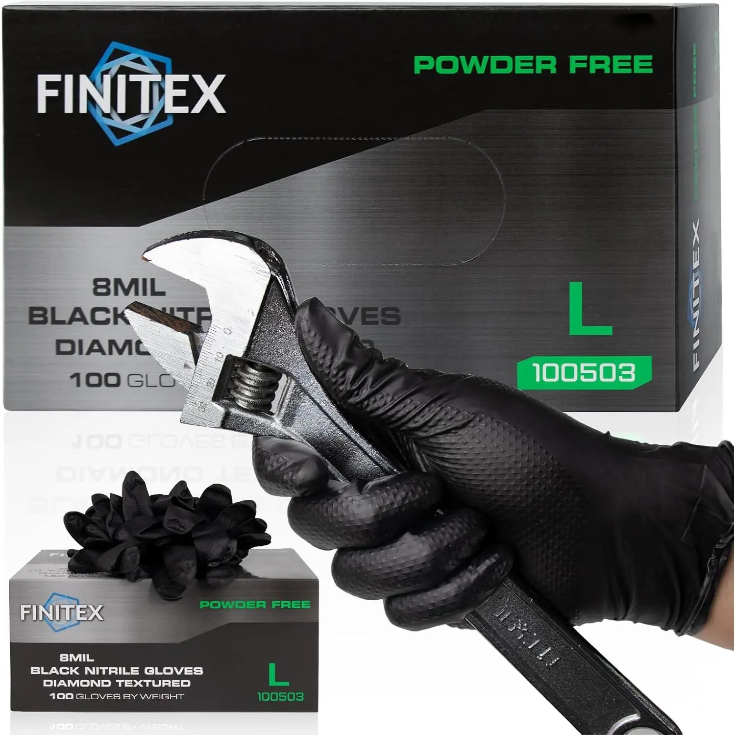 Disposable Heavy-Duty Black Nitrile Cleaning Gloves - 8mil, 100/1000PCS, Chemical-Resistant, Oil-Resistant, Diamond Grip, Ambidextrous Hand Gloves for Auto Repair, Industrial Home Care Supplies Hand