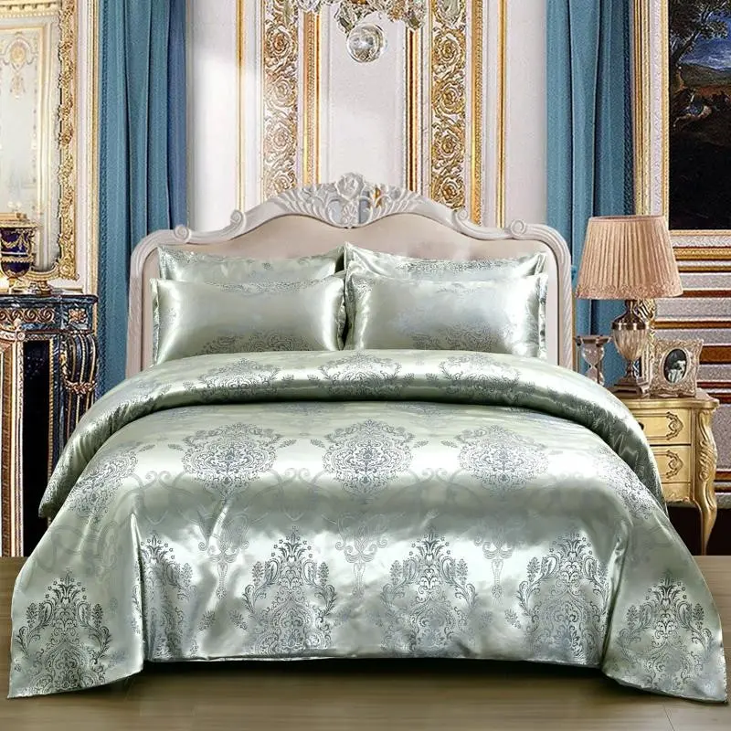 Satin Jacquard Bedding Set, 1 Count Duvet Cover & Pillowcase without Filler, Soft Comfortable Bedding Set for Home Bedroom
