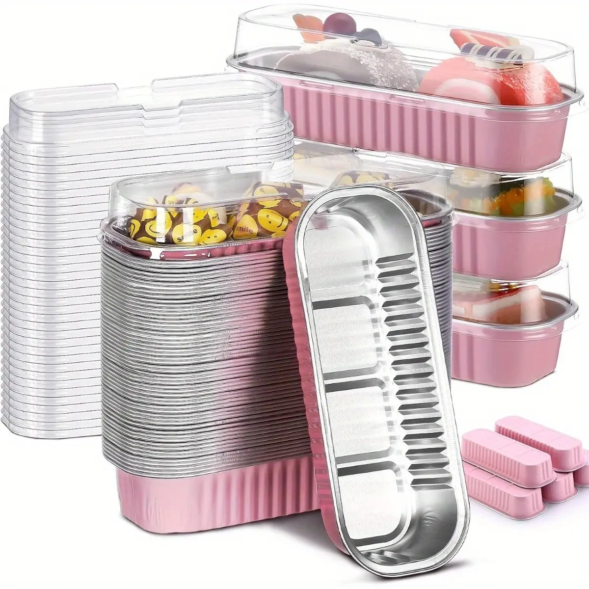 40pcs (20 Boxes+20 Lids) Aluminum Foil Mini Toast Molds with Lids, Rectangular Baking Cups, High Quality Bakeware for Summer Parties, Ideal for Cupcakes, Bread, Pancakes, Cheesecake