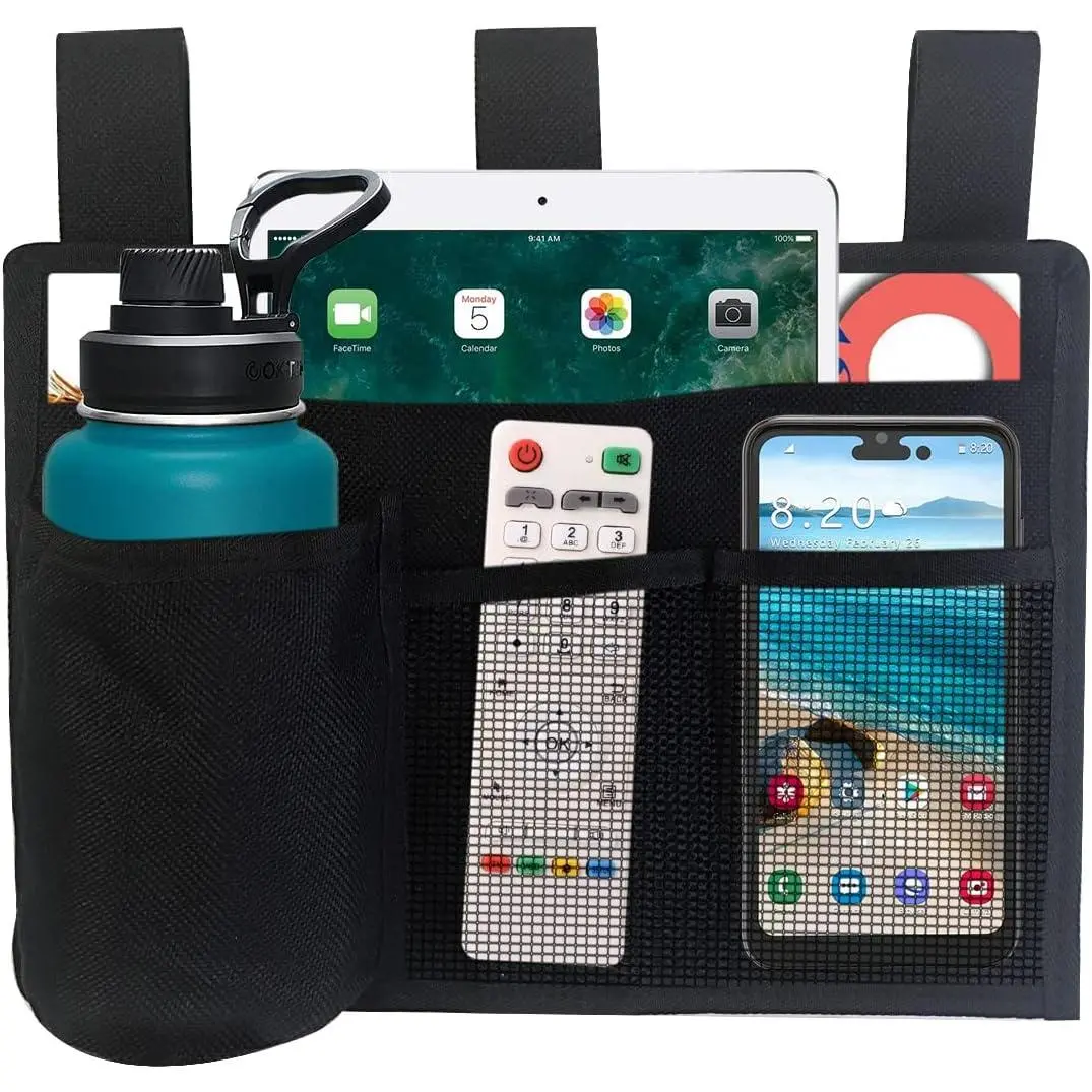 Bedside Storage Caddy, Bunk Bed Storage Bag, Hanging Bedside Organizer for TV Remote Control, Phones, Tablets, Bedside Pocket for College Dorm Rooms Baby Bed Rails, Hospital, Camp