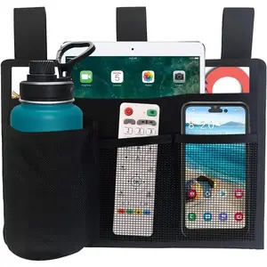 Bedside Storage Caddy, Bunk Bed Storage Bag, Hanging Bedside Organizer for TV Remote Control, Phones, Tablets, Bedside Pocket for College Dorm Rooms Baby Bed Rails, Hospital, Camp
