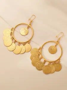 Dubai Retro Coin Drop Earrings, Dangling Earrings, Arabic Ethnic Style, Women's Muslim Islamic Pendant Earrings, High Quality Fashion Jewelry, Stylish Bride Accessories