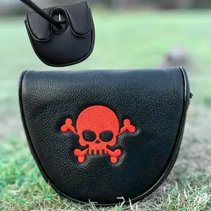 1pc Golf Mallet Putter Cover, Skull Style Embroidered Putter Headcover, Fits Most Golf Mallet Putter Brands, Durable Protection