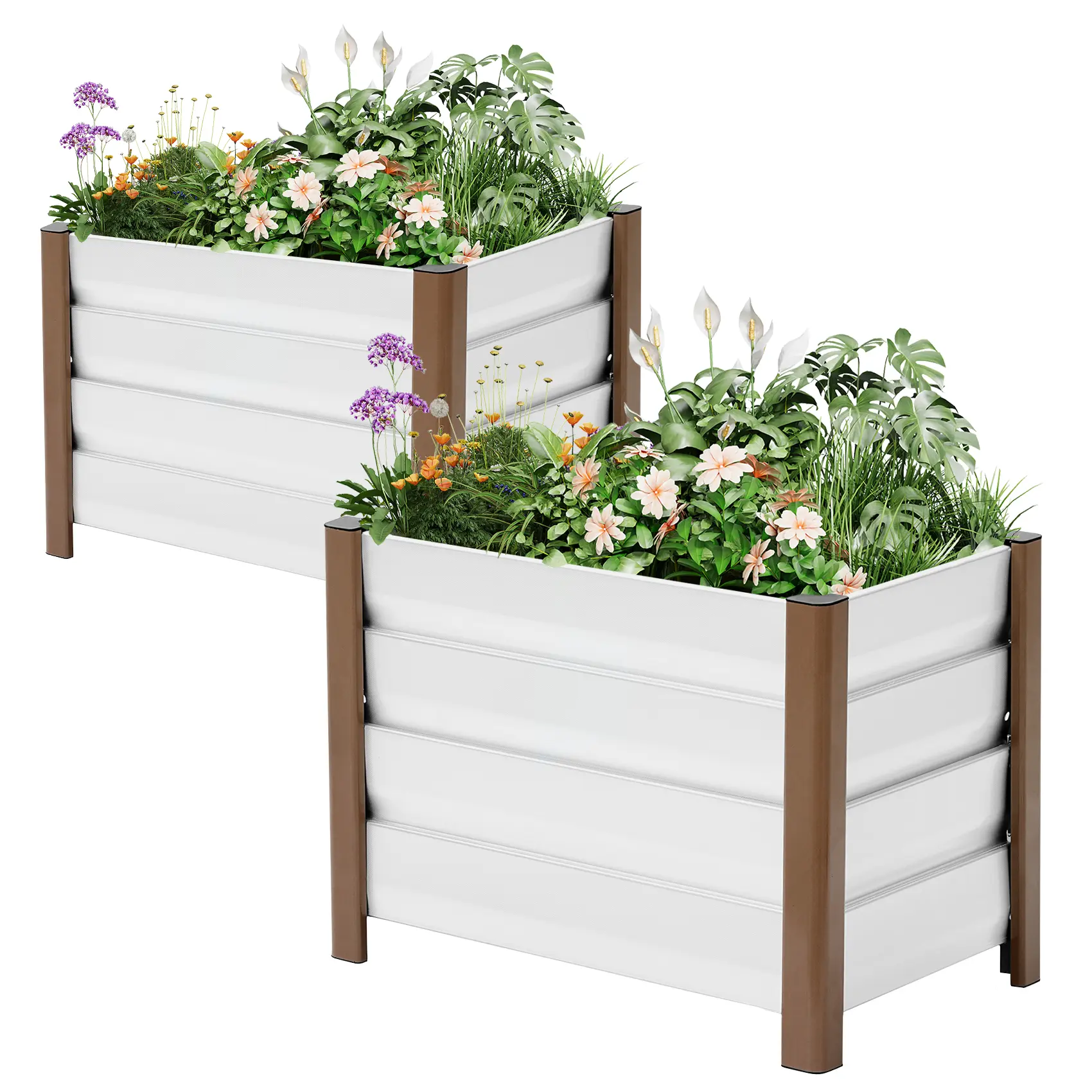 Aluminum Raised Garden Bed Planter Box – Deep Single Layer, Rust-Resistant, Drainage Holes, Safe Rounded Corners, Anti-Cut Edging – Durable Outdoor & Indoor Plant Container for Vegetables, Herbs, Flowers