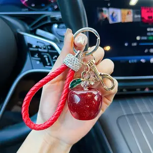 Creative Fruit Car Keychain, Fashionable Apple Cherry Bag Charm, Unique Key Ring, Personalized Gift, Stylish Accessory for Keys and Bags