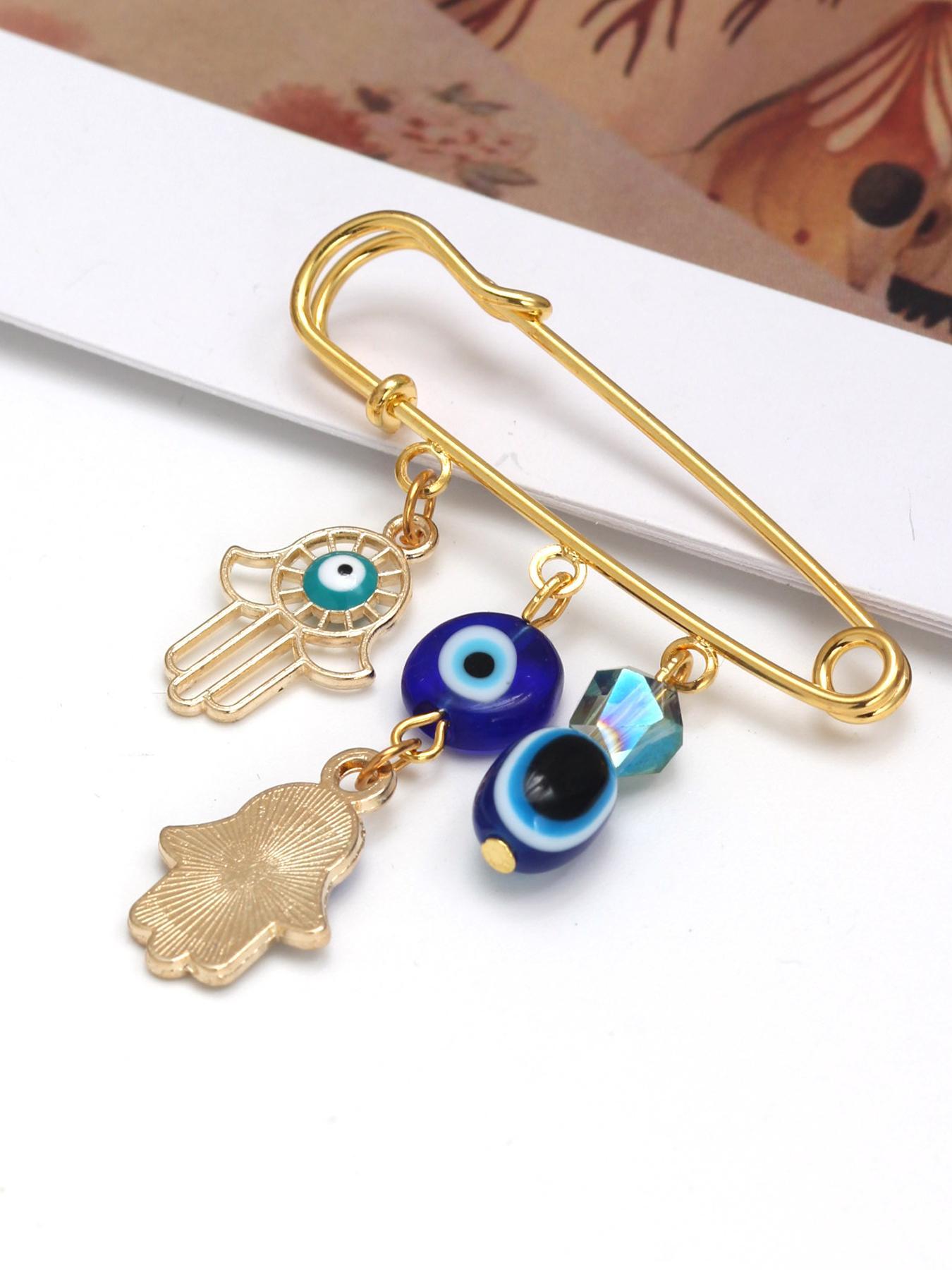 Evil Eye Design Brooch, Rhinestone Decorated Hollow out Design Clothes Brooch, Fashion Accessories for Women & Men, Trendy All-match & Exquisite Brooch for Birthday Gift, Jewellery