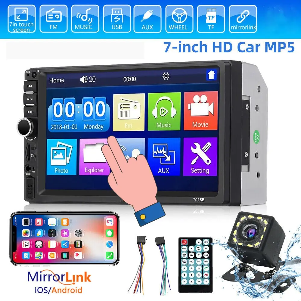 7 Inch Dual Core Car Mp5 Player, HD Touchscreen Universal Car Multimedia Audio Video Host, High Definition Display, Abs Enclosure Material