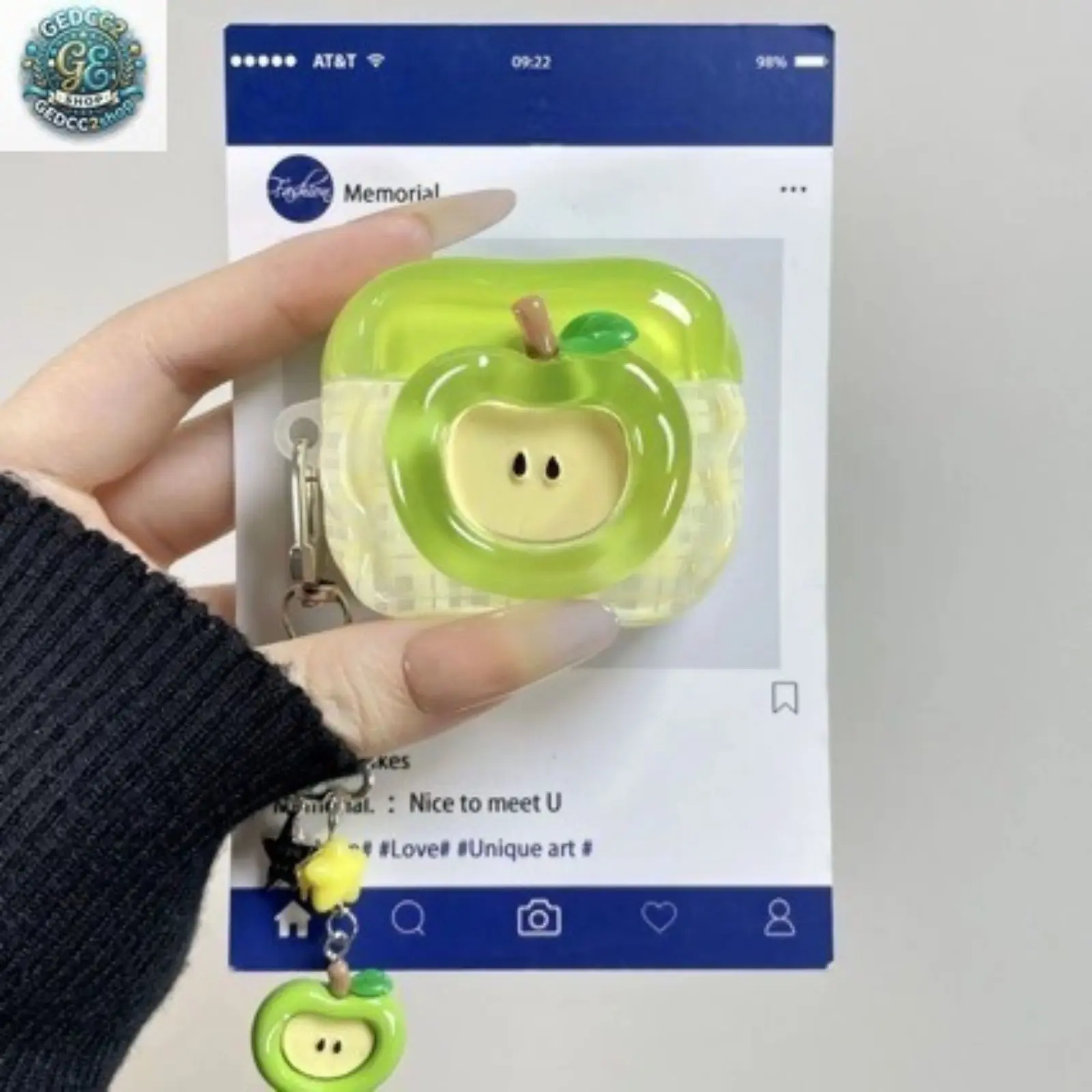 3D Apple Design Silicone Case for AirPods 4/3/2/Pro 2, Cute Cartoon Protective Cover, Soft Shockproof Earbuds Case with Keychain
