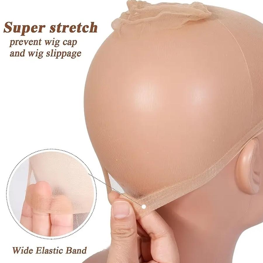 2/12Pcs HD Wig Cap Stocking Wig Caps Invisible Ultra Thin Sheer Breathable Stretchy Adjustable Wig Cap Nylon Transparent Wig Caps for Women Lace Front Wigs