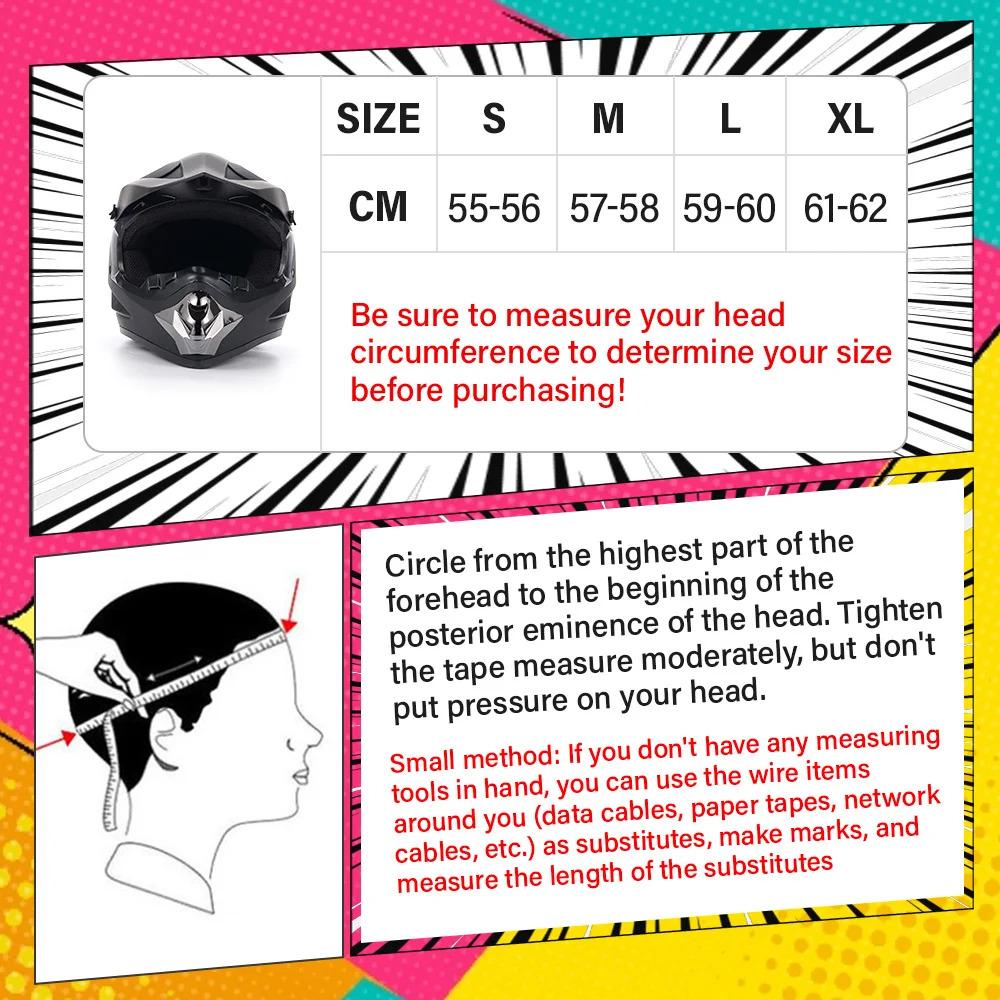 Off-road Motorbike Full Face Helmet For Adult Dirt Bike UTV Off-Road Helmet Goggles Gloves And Face Mask Matte Black DOT