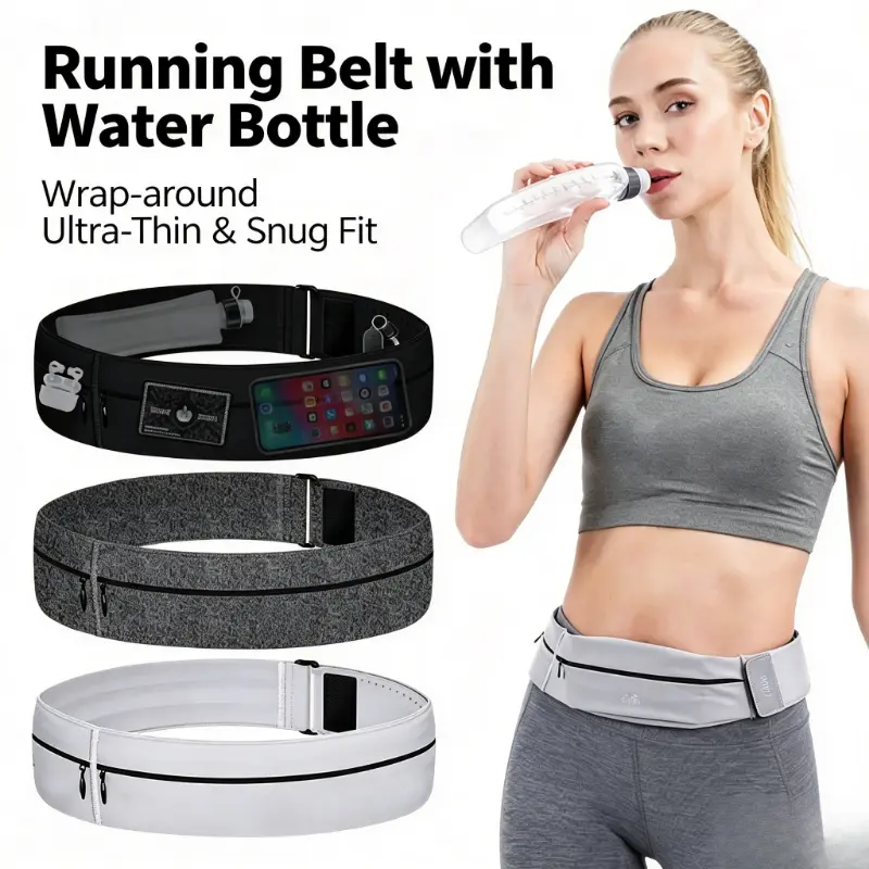 Unisex Running Waist Bag with Water Bottle Holder, Outdoor Sports Phone Pouch, Fitness Marathon Gear