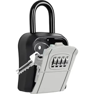 Portable Key Lock Box,Key Holder Safe  Lock Box for Indoor, Outdoor, Garage, Garden, Store (1, Grey)
