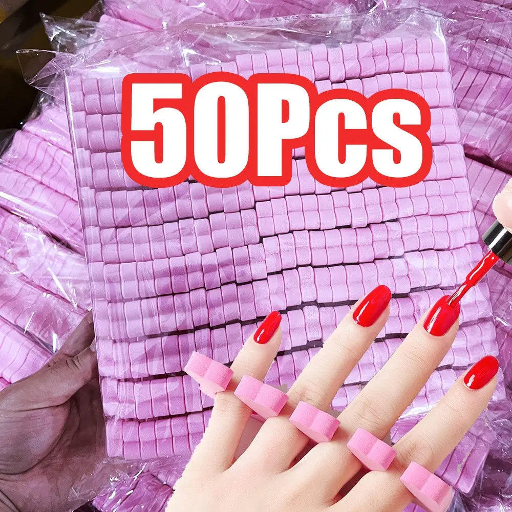 50pcs Nail Art Finger Toe Separator, Soft Sponge Foot Care Tool, Batch Manicure Pedicure Separators, Essential Beauty Supplies