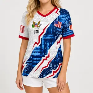 USA Soccer Jersey Short Sleeve V-Neck, Men Women Patriotic American Flag Eagle Fan Shirt, Lightweight Breathable 2026 Game Day Soccer Top, 4th of July Summer Outfit,outfits,men's wear,men fashion,summer men clothes,fashion men clothes,4th of july shirts