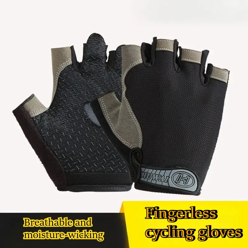 Fingerless Cycling Gloves Breathable Half Finger Mittens Moisture Wicking Shockproof Anti Slip Padded Palm Sports Gym Workout Exercise Weightlifting Outdoor Driving Bicycle Athletic Hand Wear Men Women