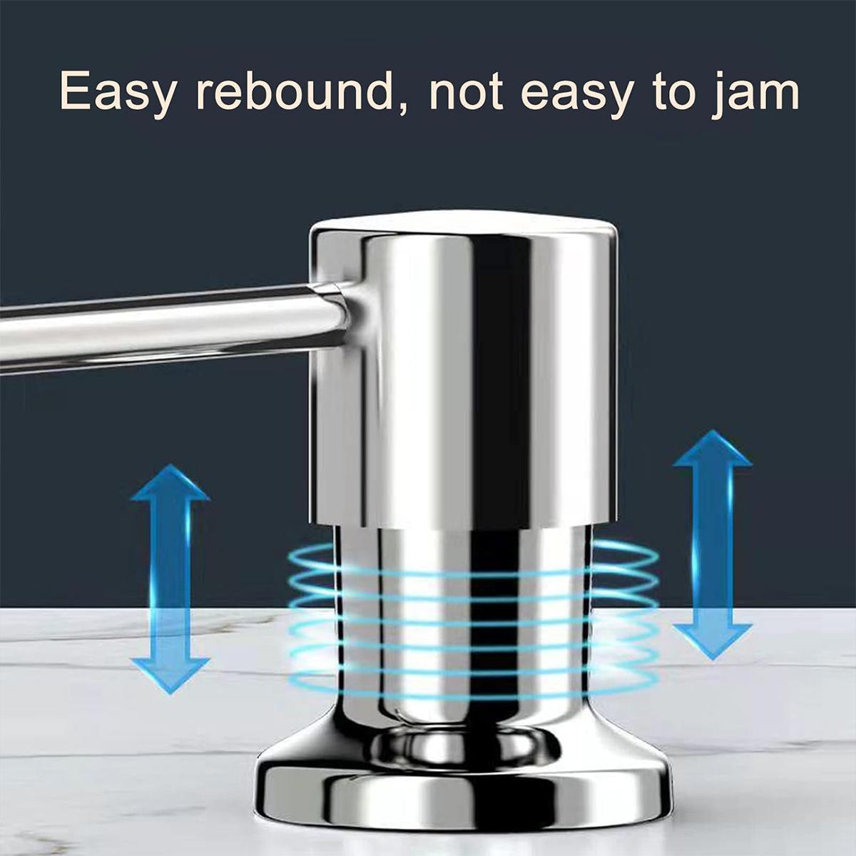 Kitchen Gadgets Home Hack Dish Soap Dispenser for Kitchen Sink and Tube Kit, 47" Tube Connects Pump Directly to Soap Bottle Steel Stainless Brushed Nickel Fitting Silicone