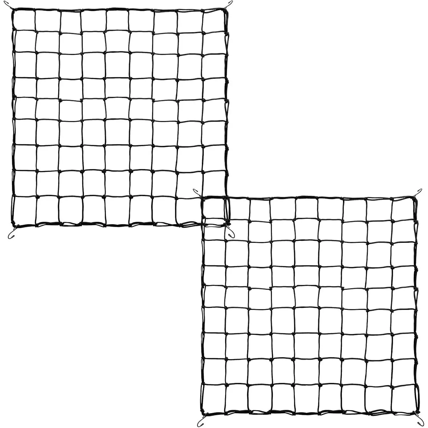 2 Pack Trellis Netting 5 x 5 ft for Climbing Plants, Heavy Duty Elastic Garden Trellis Net with Steel Hooks and 100 Zip Ties, Plant Support Netting for Grow Tent, Tomatoes, Cucumbers, Vines