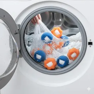 5pcs Multi-Functional Laundry Lint Remover Balls, Reusable Washing Machine Cleaner, Deep Cleaning Anti-Tangle, Portable Non-Slip Laundry Ball