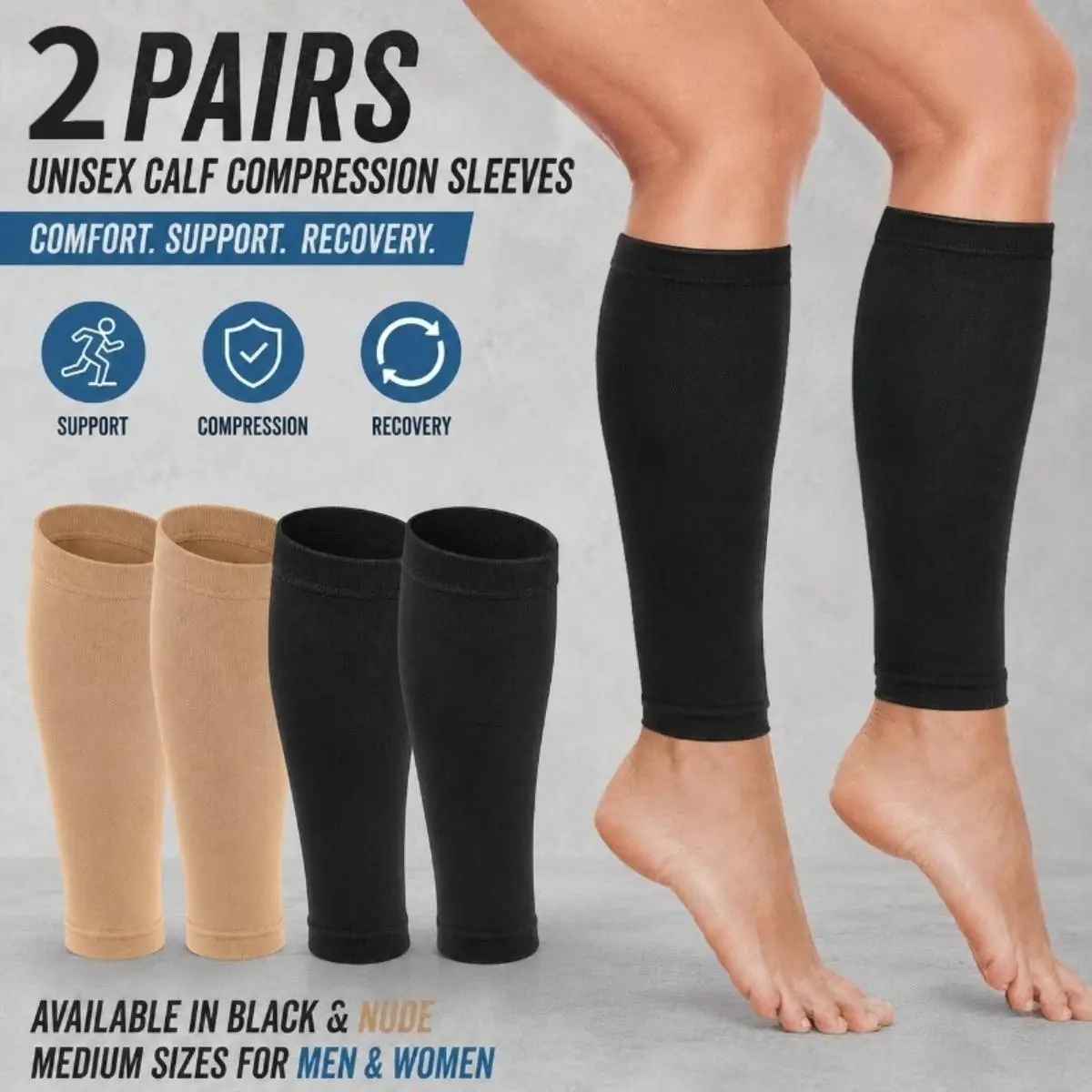2 Pack Compression Knee Sleeves, Elastic Knee Support for Running Training Sports Unisex