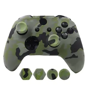 Camo Anti-Slip Silicone Cover for Xbox One S/X Controller, Sweatproof Protective Skin Case with Extra Thumbstick Caps, Raised Dot Comfort Gamepad Grip Sleeve, Console Controller Accessories