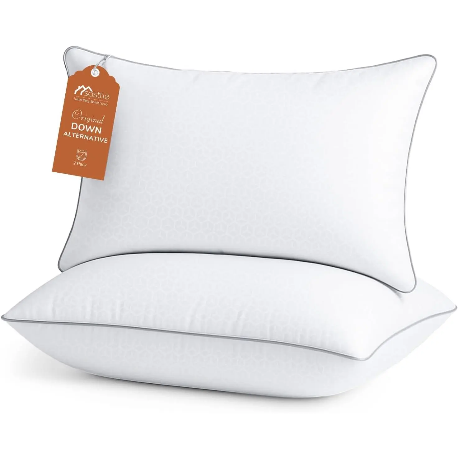 Firm Pillows Queen Size Set of 2, Bed Pillows for Side, Back, and Stomach Sleepers - Oeko-Tex Certified Down Alternative Plump Filling - Hotel Quality and Machine Washable, 2 Pack