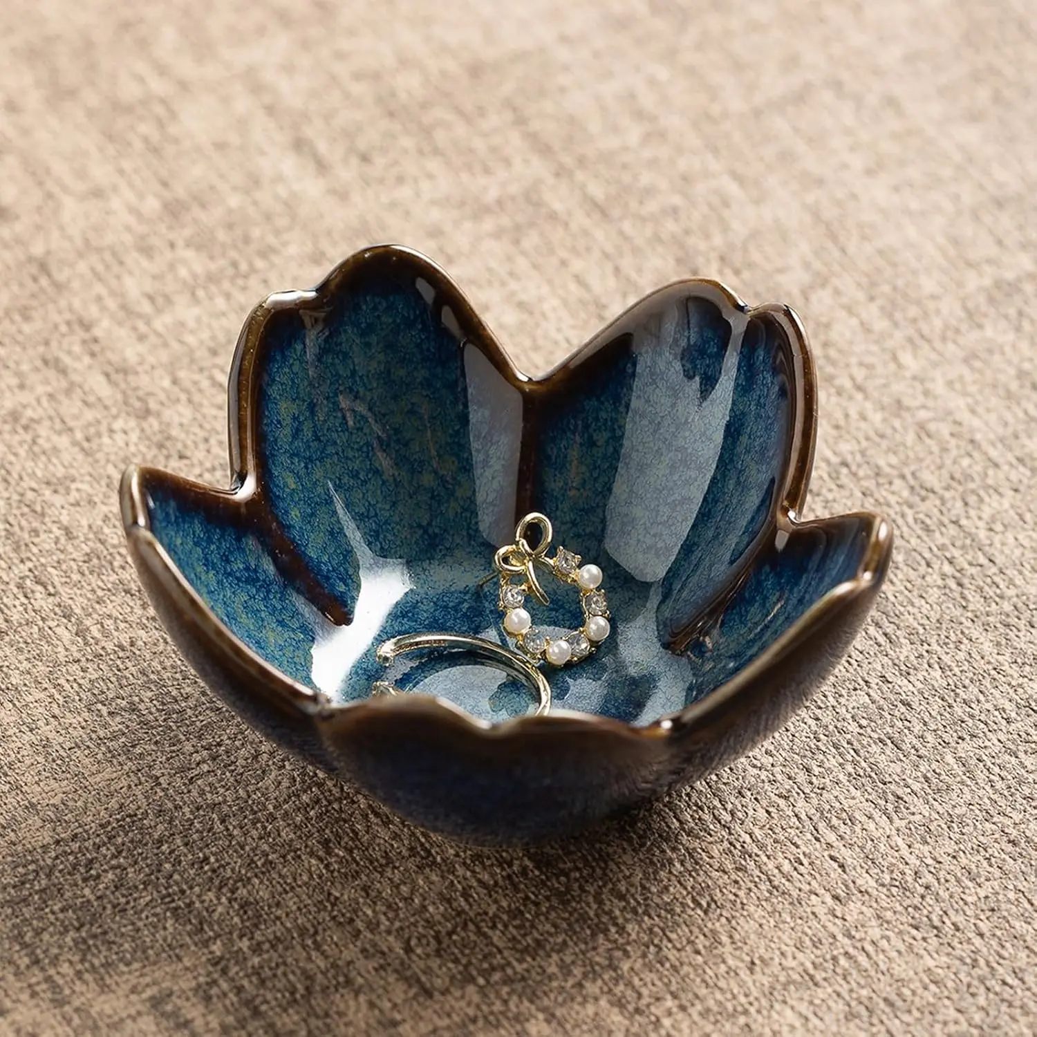 Floral Ceramic  Tray, 3.5" Ring Holder Trinket Bowl | Petite bowl keeps rings, earrings, , and keepsakes visible  vanities or dressers, making a sweet  for women