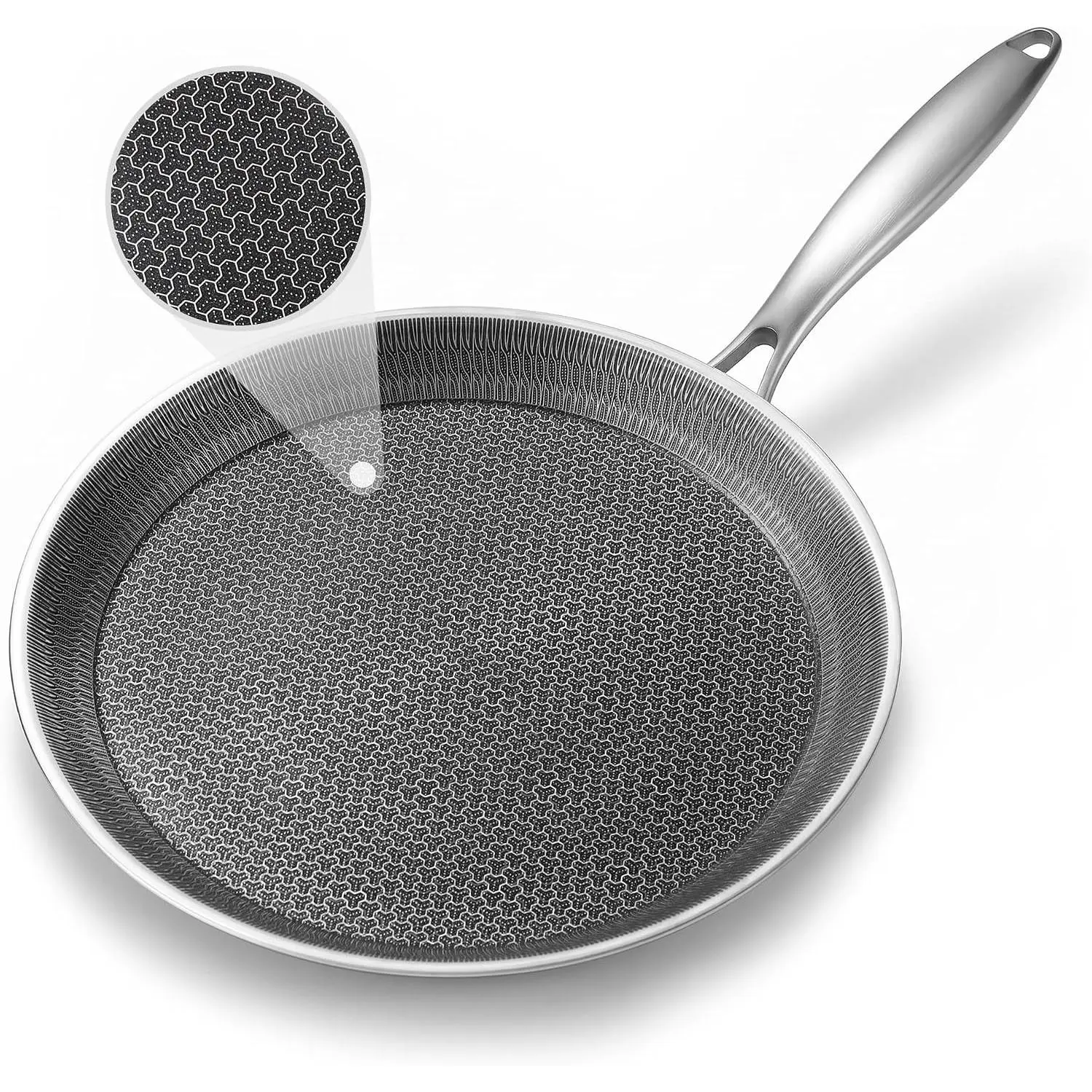 Stainless Steel Crepe Pan Honeycomb Nonstick Griddle Skillet | Premium Hybrid Cookware for Tortillas, Flatbreads and Omelets. Gas, Electric and Induction Stovetops Compatible.