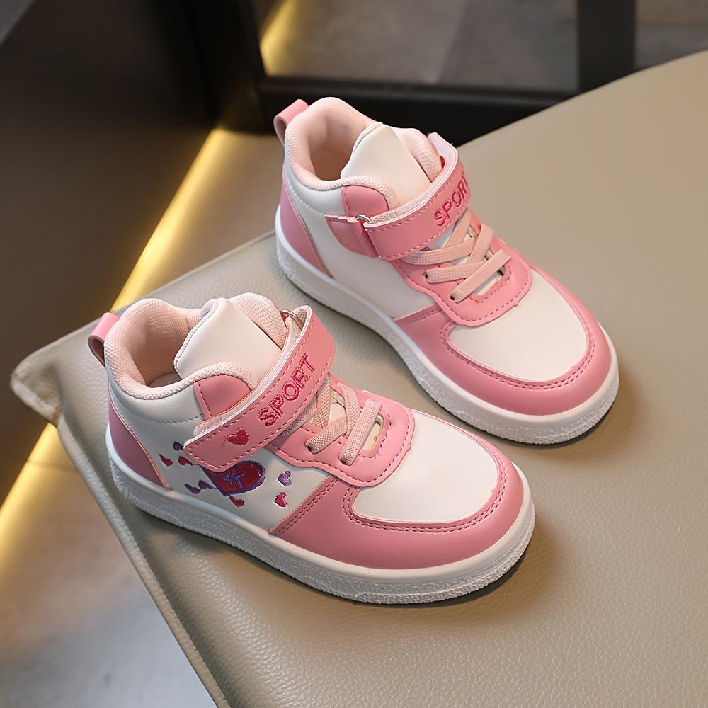 Girls' PU Leather All-Seasons Trainers with TPR Sole - Non-Slip, Stable, Lightweight, Comfortable, Easy-to-Care, Versatile-Style Running Shoes for Daily School Wear (New Model)