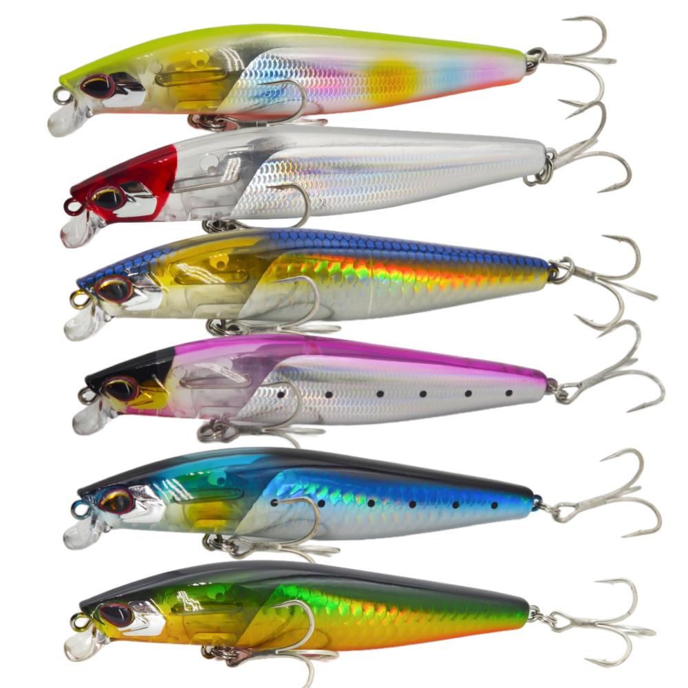 14g Topwater Floating Minnow Lure Flash Reflective Hard Bait Long Casting Artificial Fishing Lure Durable Treble Hooks Realistic Action for Freshwater Saltwater Bass Trout Outdoor Angling Fishing Tackle Supplies