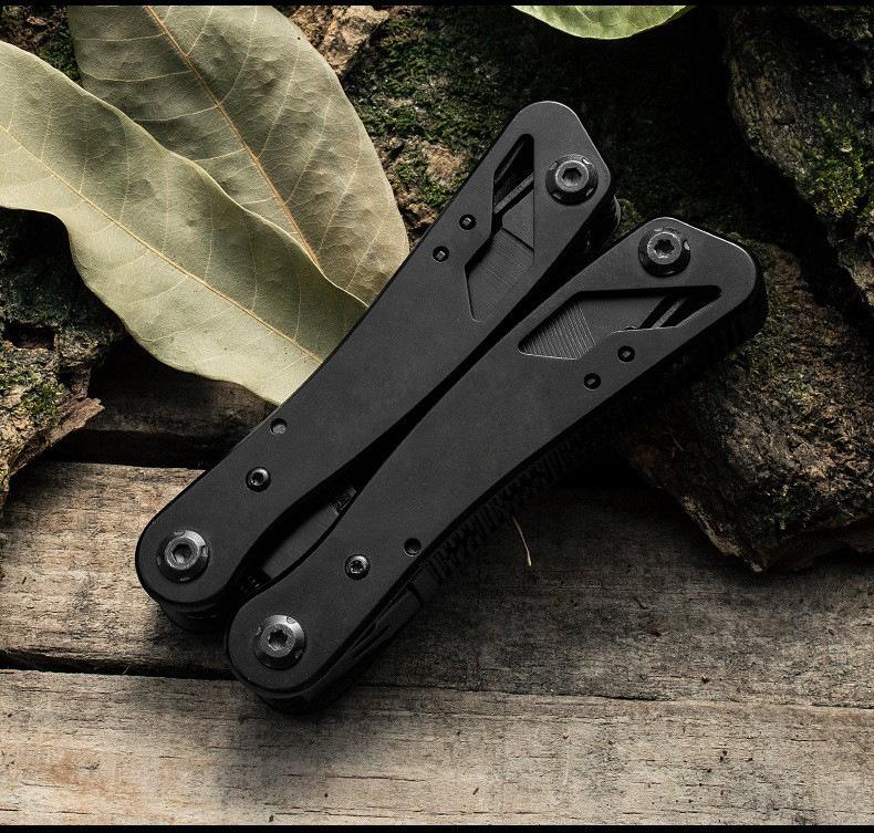Multi - Function Stainless Steel Black Oxide Folding Pliers Screwdriver Set Telescopic Outdoor Emergency Tool