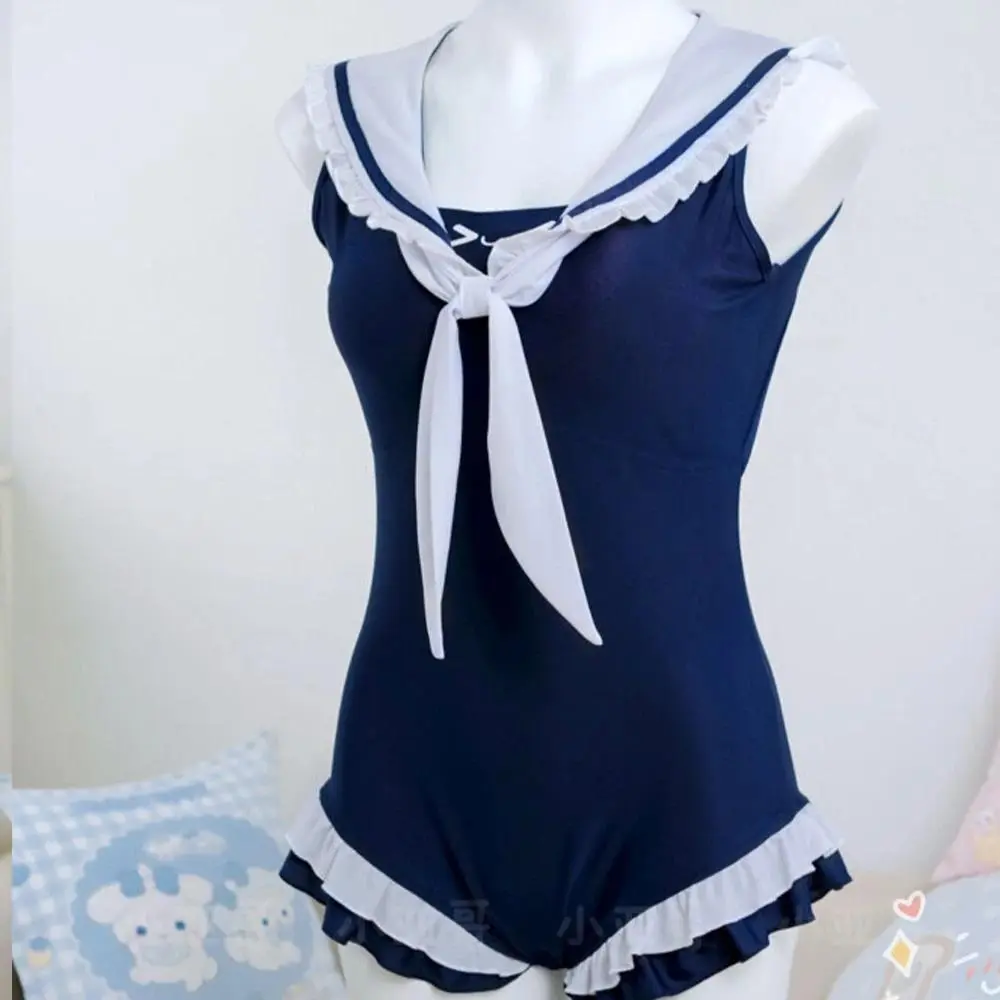 Sweet Anime Sailor Collar Bikini Y2Kgirl Swimsuit Dopamine Holiday Style Short Skirt Swimsuit Summer New One-Piece Swimsuit2026
