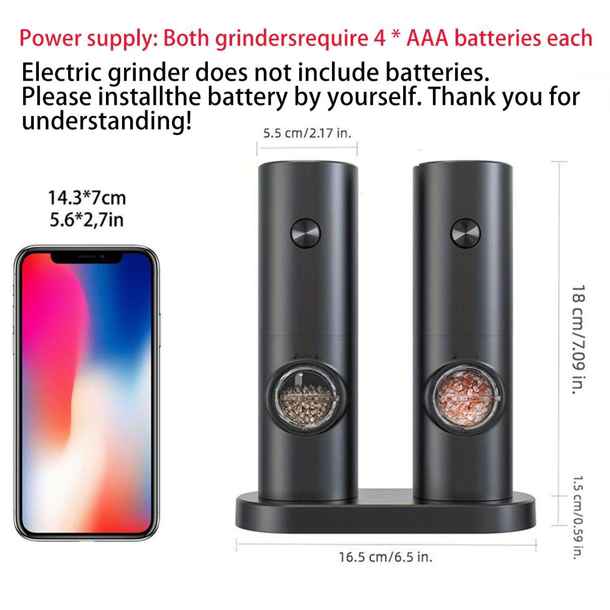 Electric Salt & Pepper Grinder Set, 2-Piece Adjustable Coarseness Salt & Pepper Mills with Base, Pepper Shakers Grinder, Seasoning Utensils for Home Dining Room & Barbecue, Kitchen Gadgets #GLOBAL PICKS