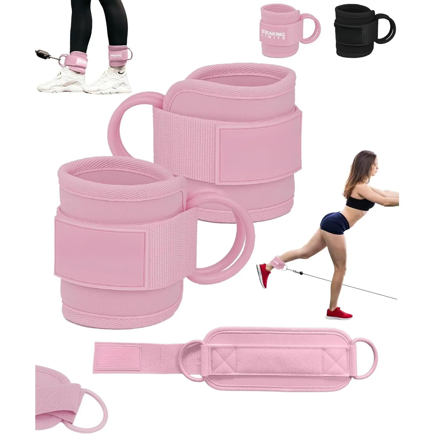 Ankle Straps for  Machines Women – Glute Kick  Ankle Strap Set -  Ankle Attachments for Gym Workout – Poleas para Gym -  Straps for  Machine Men