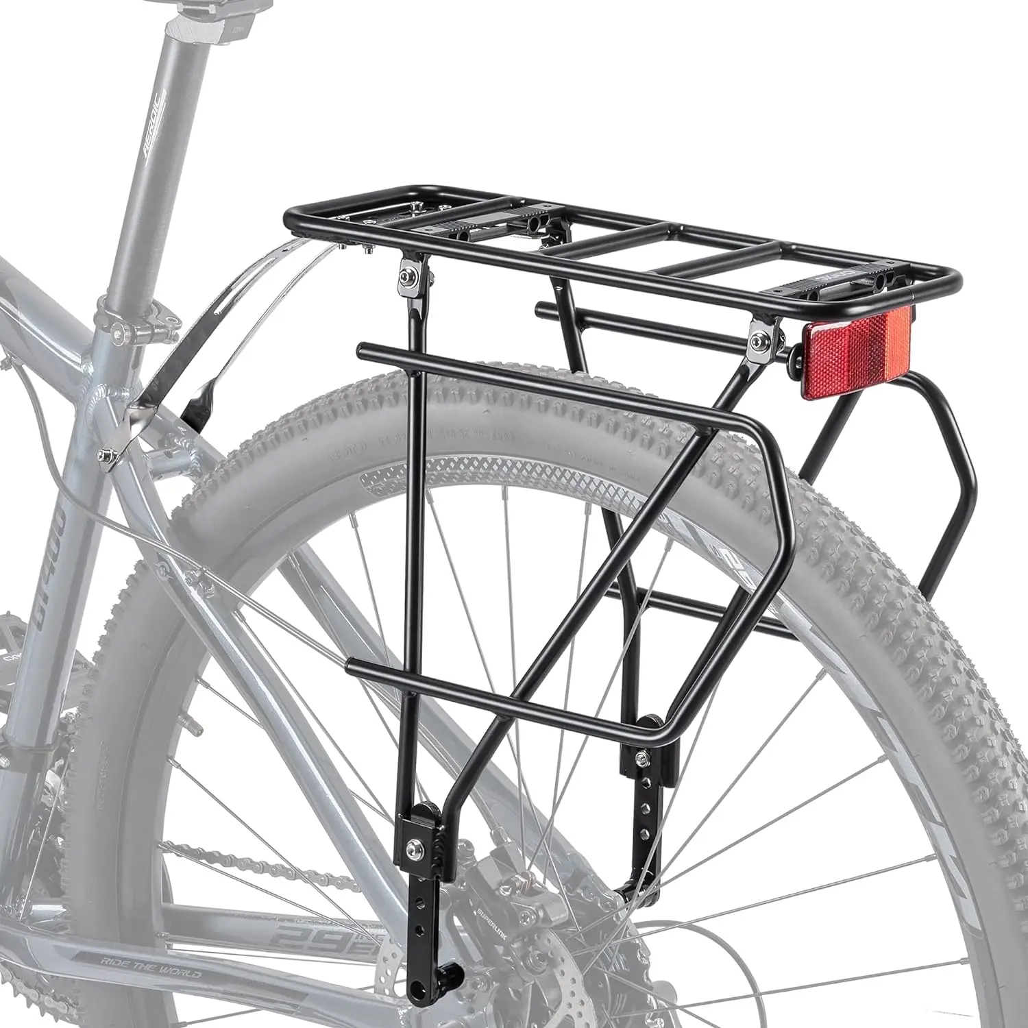 Rear  Rack with Basket -  Cargo Rack for Disc /Non-Disc  Mount -  Pannier Rack, Touring Carrier Rack fit 26”-29” and 700c